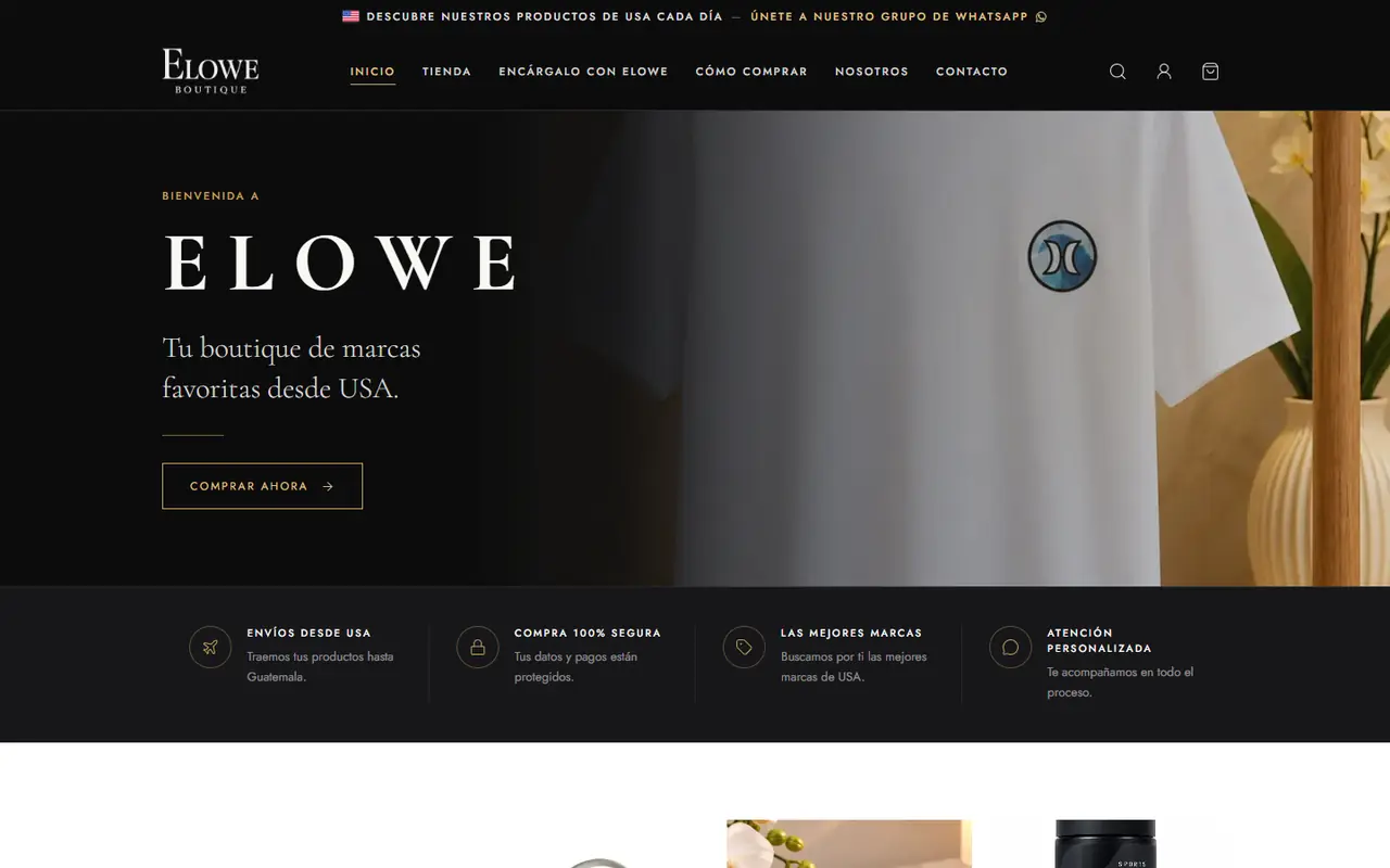 Sitio de Elowe Boutique en producción, desarrollado por SoluTec