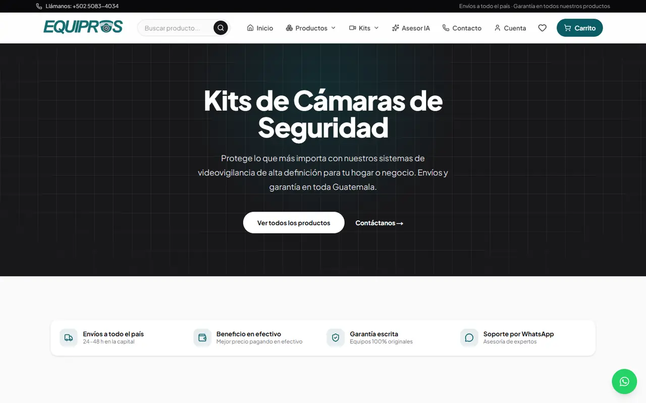 Sitio de Equipros GT en producción, desarrollado por SoluTec